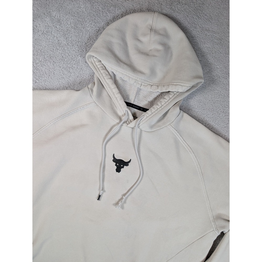 Under Armour Project Rock Mens‎ Large Cream Blood Sweat Respect Hoodie ColdGear